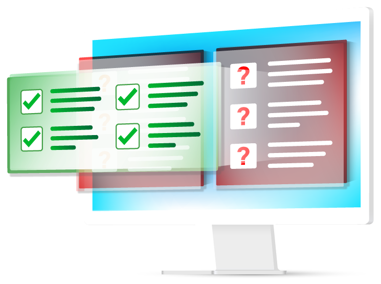 illustration of computer with accurate survey data showing