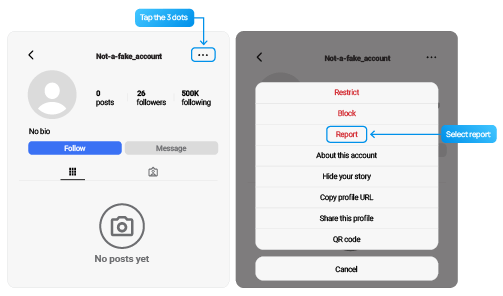 how to report fake Instagram account