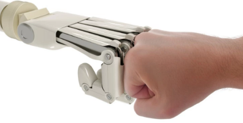 TechCrunch bot fistbumping human