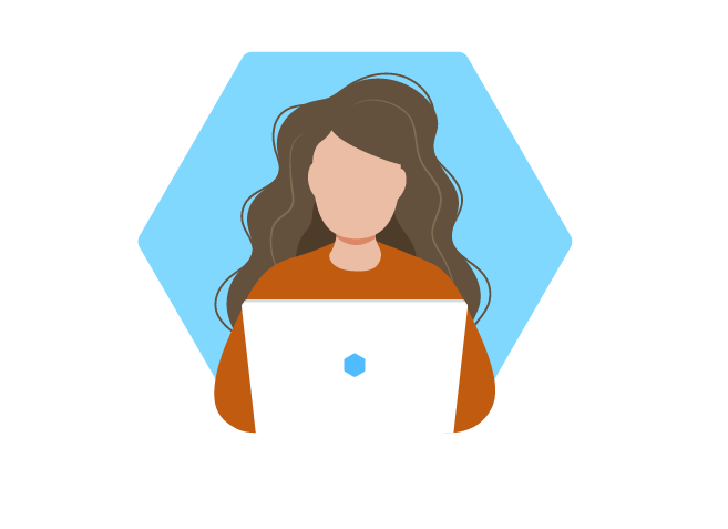 Illustration of woman behind a laptop