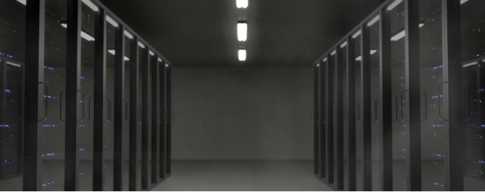a view looking down a server hallway