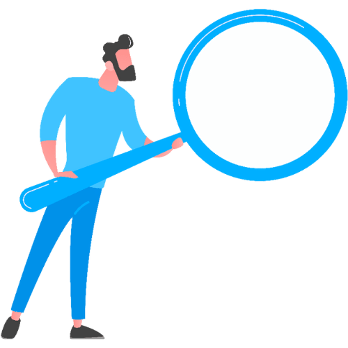 Clip art man holding a giant magnifying glass