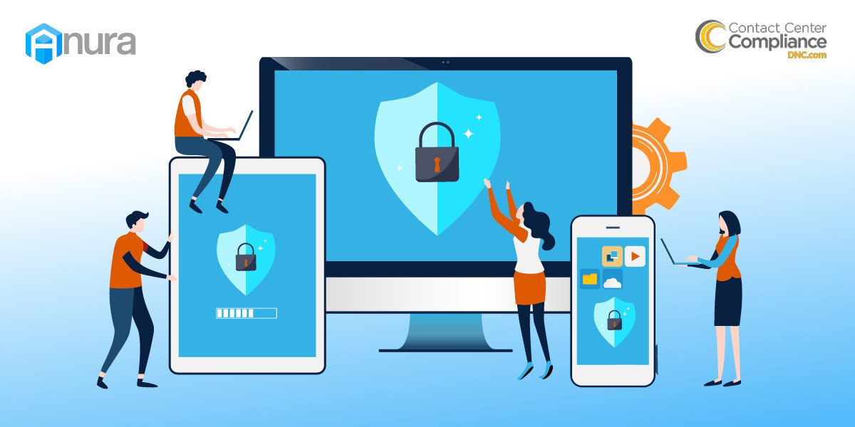 people reaching towards a computer screen with a shield