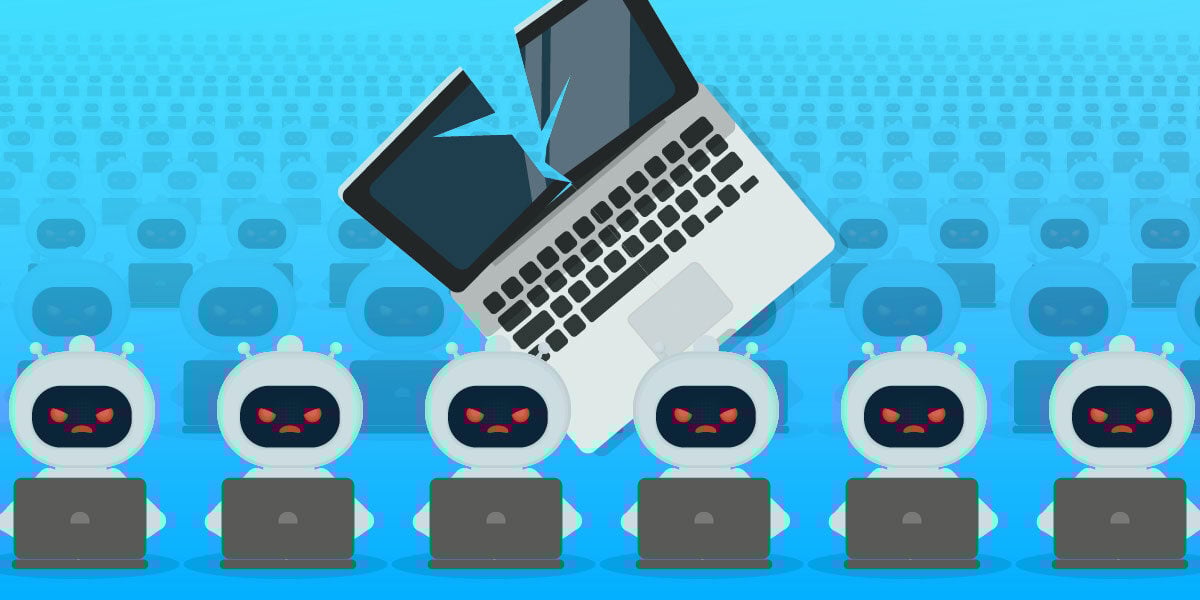 Bad bots in front of broken computer