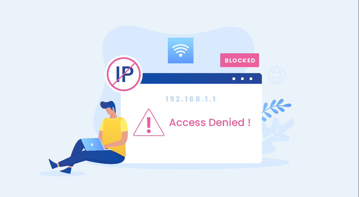 Clip art diagram of IP being blocked and user being denied access to website
