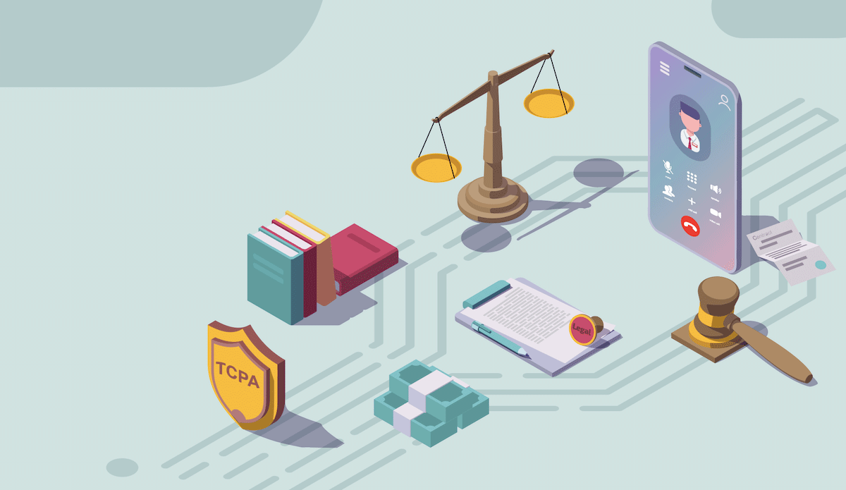 cartoon depiction connecting how a TCPA violation lawsuit works