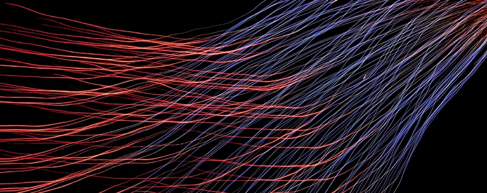 blue and red fibers