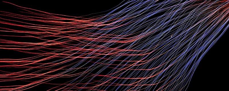 blue and red fibers