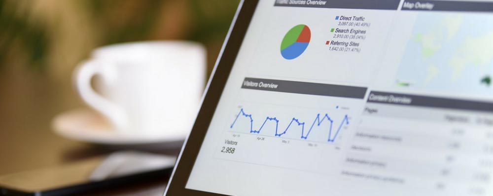 computer screen with analytics